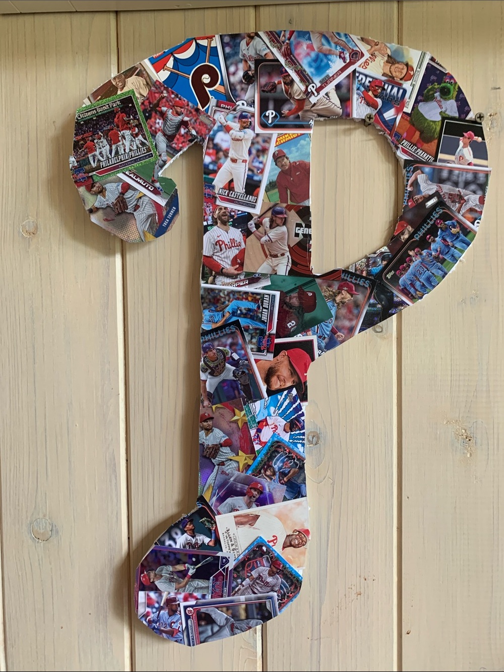 Multicolor Letter "P" Collage Wall Accent - Team Card Design